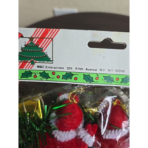 Vintage Misco Santas And Gifts Flocked Plastic Christmas Miniatures -New! 3" - Picture 5 of 7